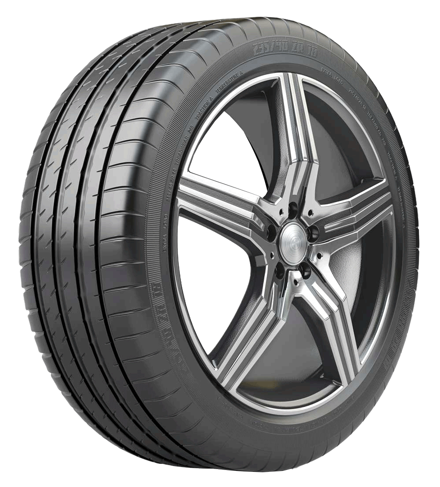 Car wheel on alloy disc with-tire isolated.
